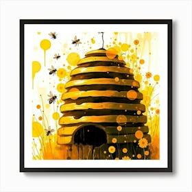 Bees and hive Art Print