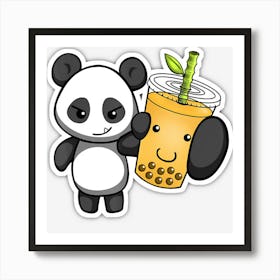 Hot Trend Panda Bear Bubble Boba Tea Woke Kawaii Anime Art Print