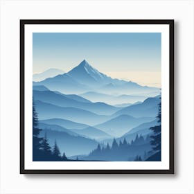 Misty mountains background in blue tone 101 Art Print