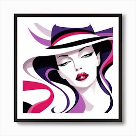 Portrait Of Woman In Hat Art Print