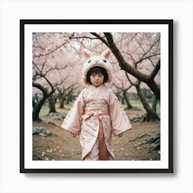 Cherry Blossoms and A Girl Art Print