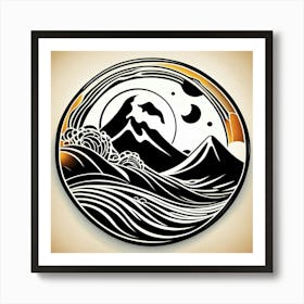 Moon And Waves Art Print