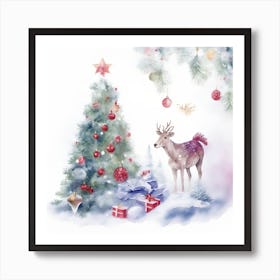 Watercolor Christmas Card Art Print