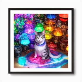 Tie Dye Cat Art Print