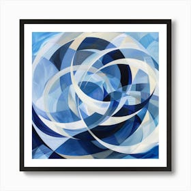 Abstract Blue And White Painting 1 Art Print