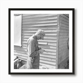 Tip Estes, Forty Three Year Old Hired Man And Father Of Nine Children, Whittling On A Piece Of Wood, Near Fowler, Indiana Art Print