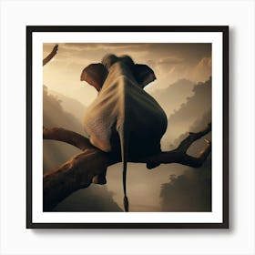 Elephant On A Tree Branch Art Print