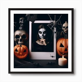 Halloween Makeup Polaroid Frame Art Print