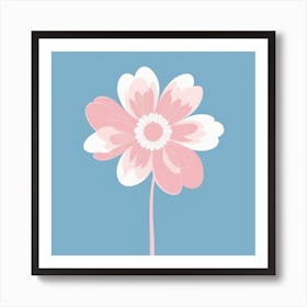 A White And Pink Flower In Minimalist Style Square Composition 125 Art Print