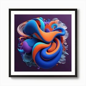 Default Abstract Digital Artwork Fluid Shapes In Vibrant Blues 0 Art Print