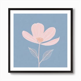 A White And Pink Flower In Minimalist Style Square Composition 380 Art Print