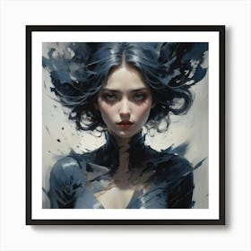 Girl With Black Hair Art Print