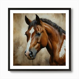 Leonardo Lightning Xl Watercolor Art Brown And White Horse Can 2 Art Print