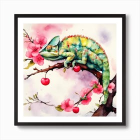 Chameleon On A Branch Art Print