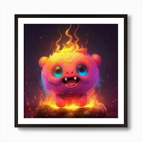 Flaming Teddy Bear 1 Art Print