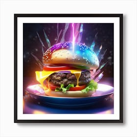 Burger With Lightning 1 Art Print