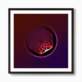 Geometric Neon Glyph on Jewel Tone Triangle Pattern 420 Art Print
