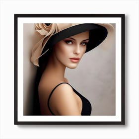 Beautiful Woman In A Hat Art Print