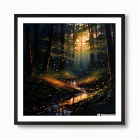 Fireflies In The Forest 1 Art Print