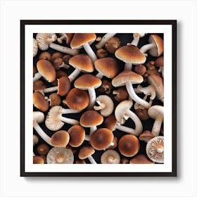 Mushrooms On A Black Background 4 Poster