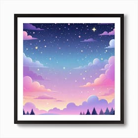 Sky With Twinkling Stars In Pastel Colors Square Composition 52 Art Print