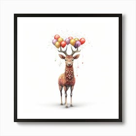 Deer With Balloons 9 Art Print