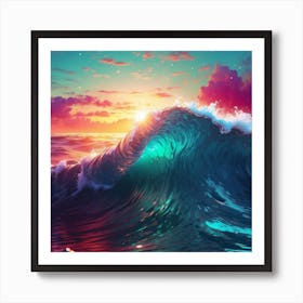 Ocean Wave At Sunset Art Print