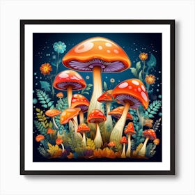 Mushrooms In The Forest 107 Art Print