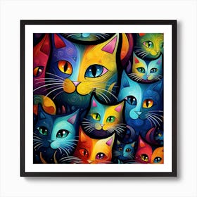 Colorful Cats 2 Art Print