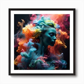 Colorful Woman With Colorful Hair Art Print