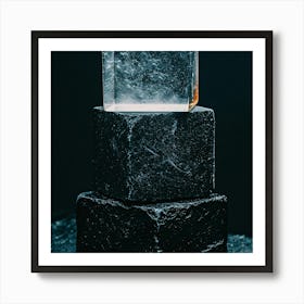 Ice Block On Black Background Art Print