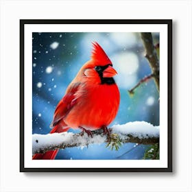 Firefly Vibrant Cardinal In Serene Snowy Winter Day 93371 (2) Art Print