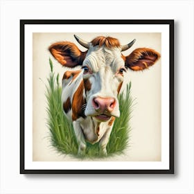 Cow In The Grass 6 Art Print