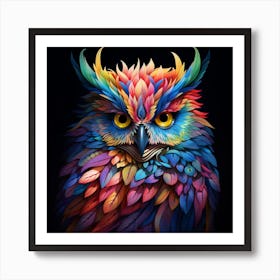 Colourful Rainbow Owl 2 Art Print