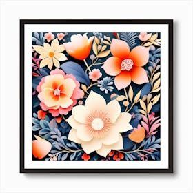 Paper Cut Flowers Art Print