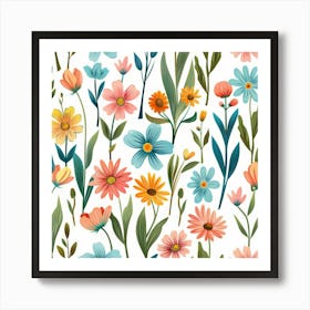 Floral Seamless Pattern 1 Art Print