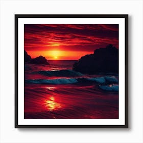 Sunset On The Beach 499 Art Print