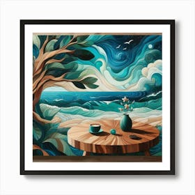 Abstract Epoxy resin art in landscape Art Print