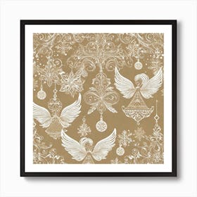 Angels And Snowflakes 1 Art Print