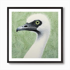 Ohara Koson Inspired Bird Painting Ostrich 3 Square Art Print