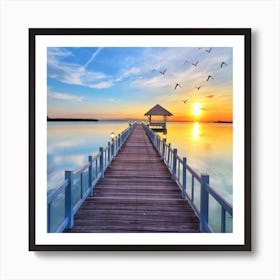 Sunset On The Pier Art Print