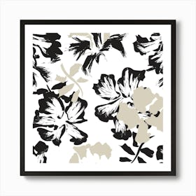 Black And White Floral Pattern Art Print