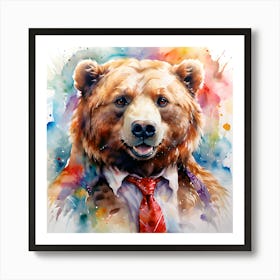 Bear In A Tie Art Print