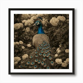 Default Sepia Peacock In A Moonlit Garden A Peacock Standing G 0 Art Print