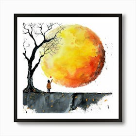 Moon And The Tree Art Print