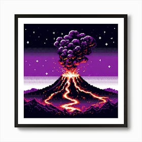 8-bit volcano eruption Art Print