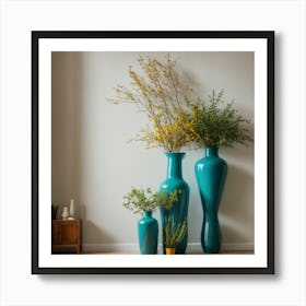 Three Vases In A Room Art Print