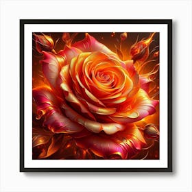 Fire Rose Art Print