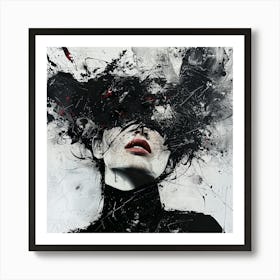 Woman In Black And White 1 Art Print