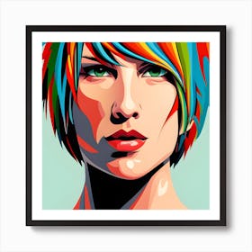 Portrait Of A Woman With Colorful Hair 1 Art Print